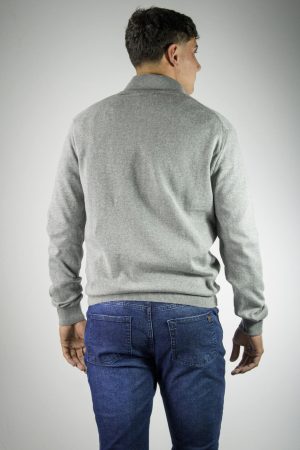 Sweater medio cierre gris melange