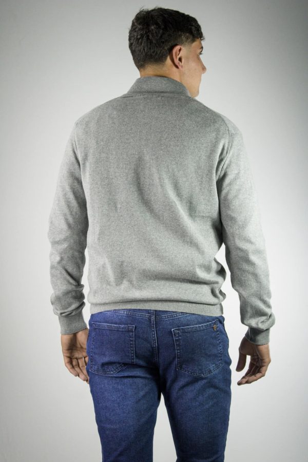 Sweater medio cierre gris melange
