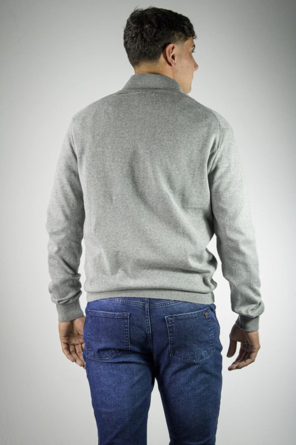 Sweater medio cierre gris melange