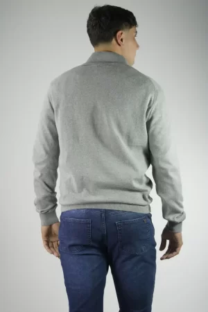 Sweater medio cierre gris melange