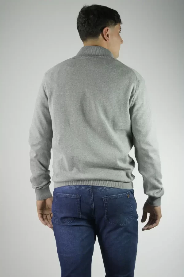 Sweater medio cierre gris melange