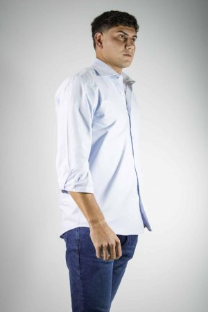 Camisa celeste lisa oxford 100% algodón