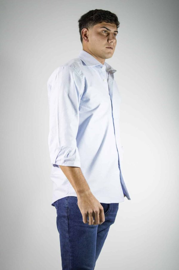 Camisa celeste lisa oxford 100% algodón