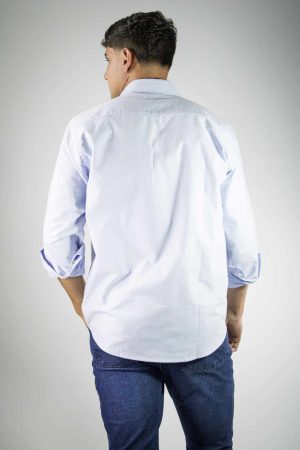Camisa celeste lisa oxford 100% algodón