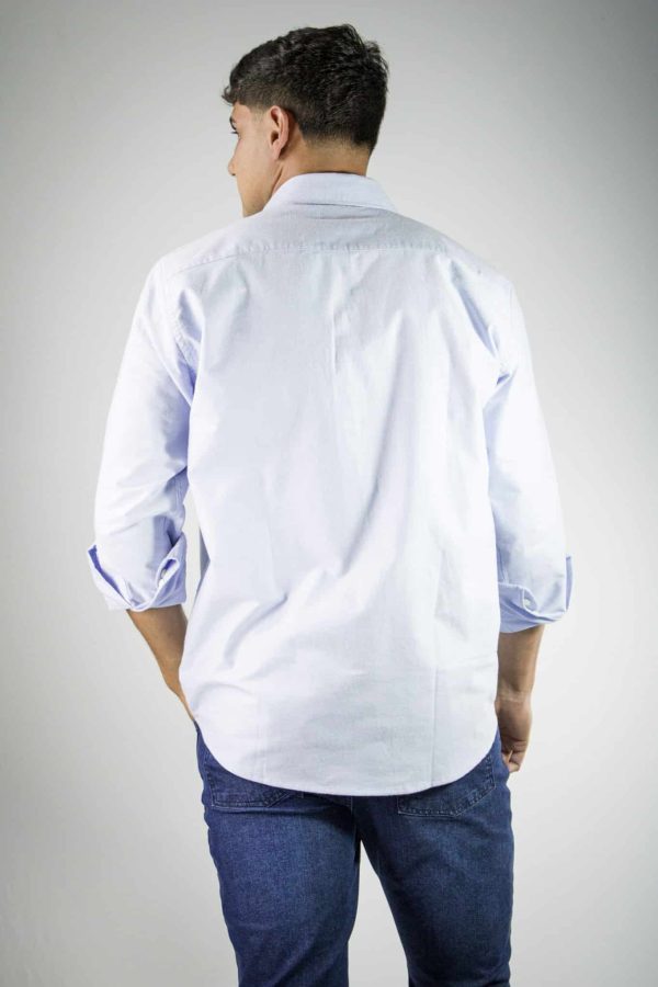 Camisa celeste lisa oxford 100% algodón