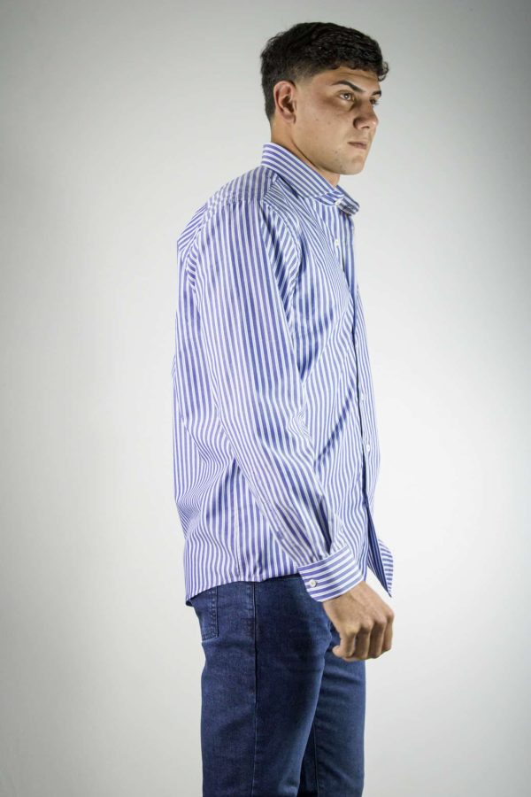 Camisa de algodón de rayas azules