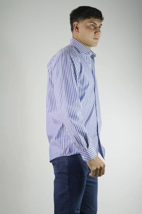 Camisa de algodón de rayas azules