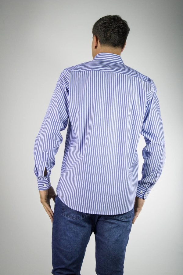 Camisa de algodón de rayas azules