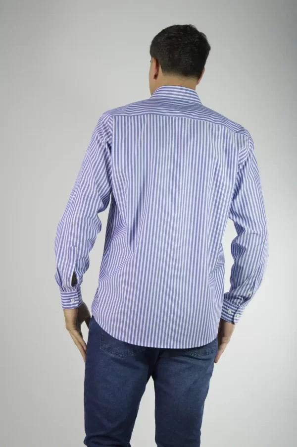 Camisa de algodón de rayas azules