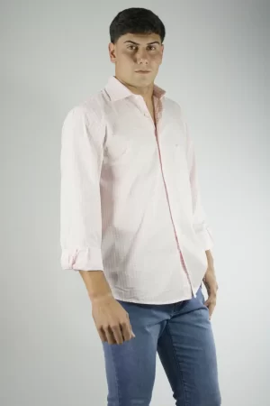 Camisa Hombre Cuadros Finos Rosa