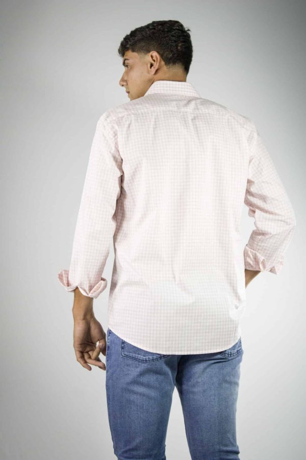 Camisa Hombre Cuadros Finos Rosa