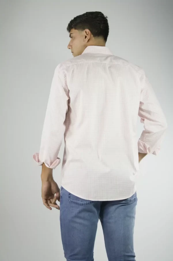 Camisa Hombre Cuadros Finos Rosa