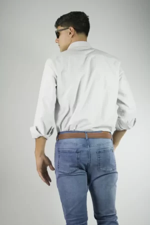 Camisa lisa gris oxford 100% algodón