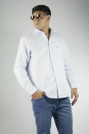 Camisa rayas color celeste 100% algodón