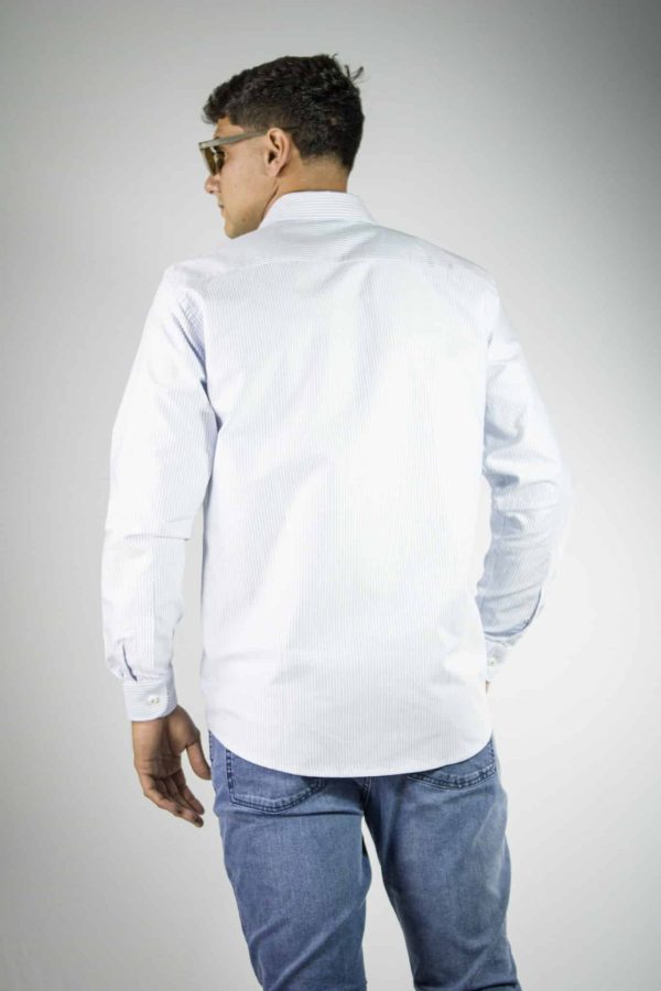 Camisa rayas color celeste 100% algodón