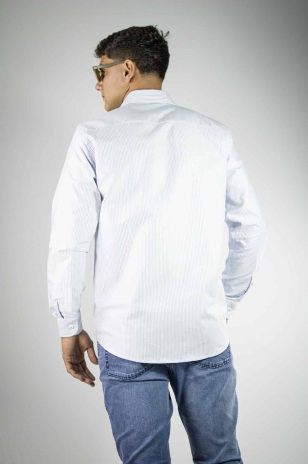 Camisa rayas color celeste 100% algodón