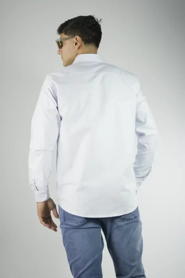 Camisa rayas color celeste 100% algodón
