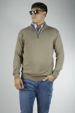 Sweater medio cierre habano