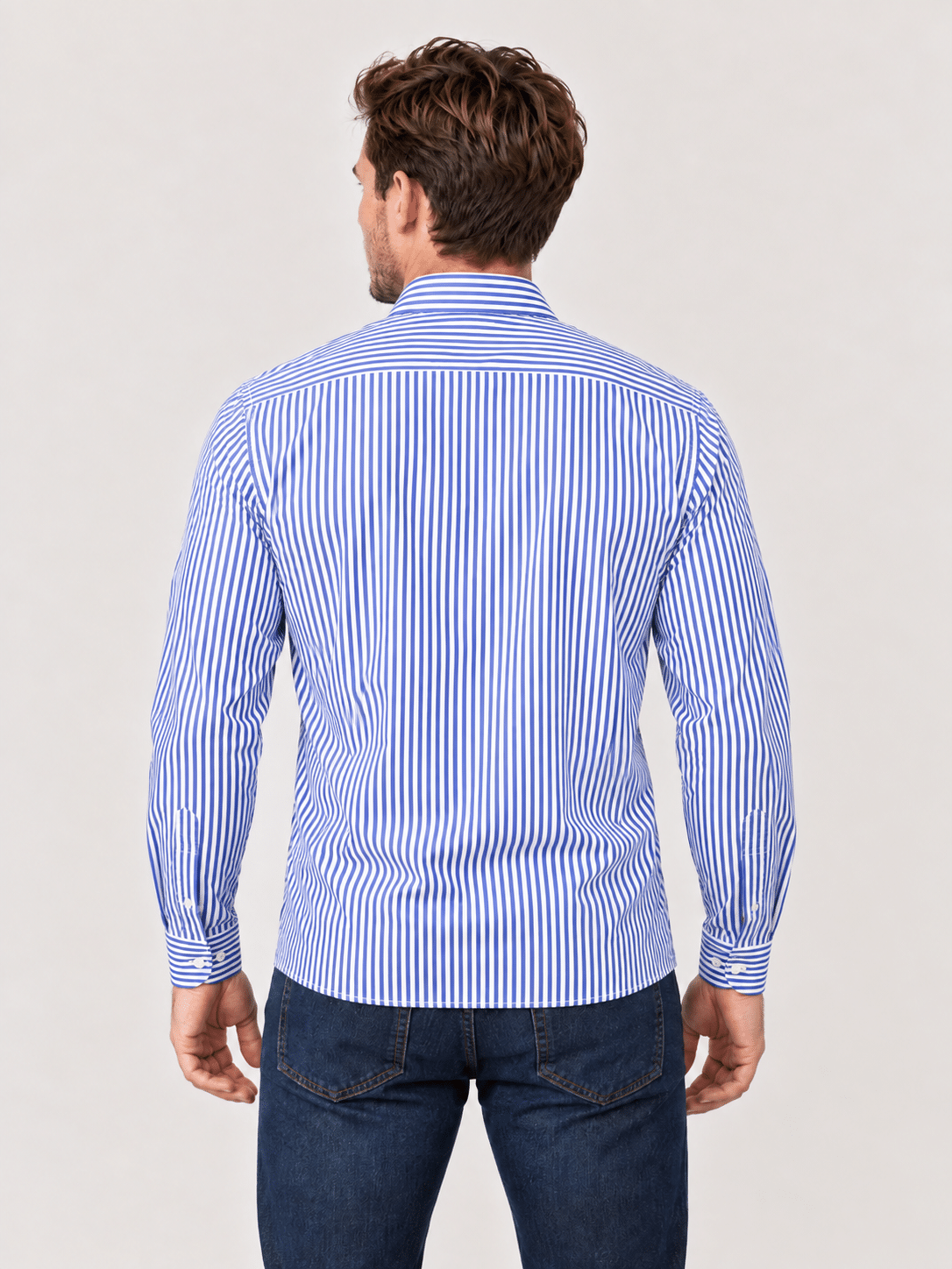 Camisa de algodón de rayas azules