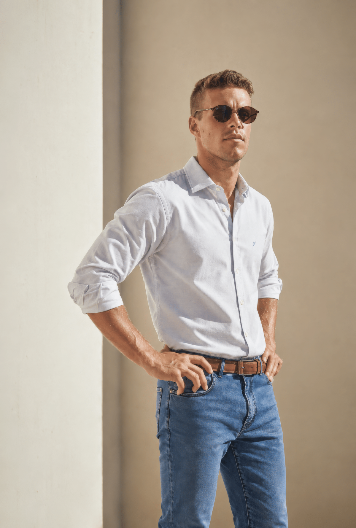 Camisa lisa gris oxford 100% algodón