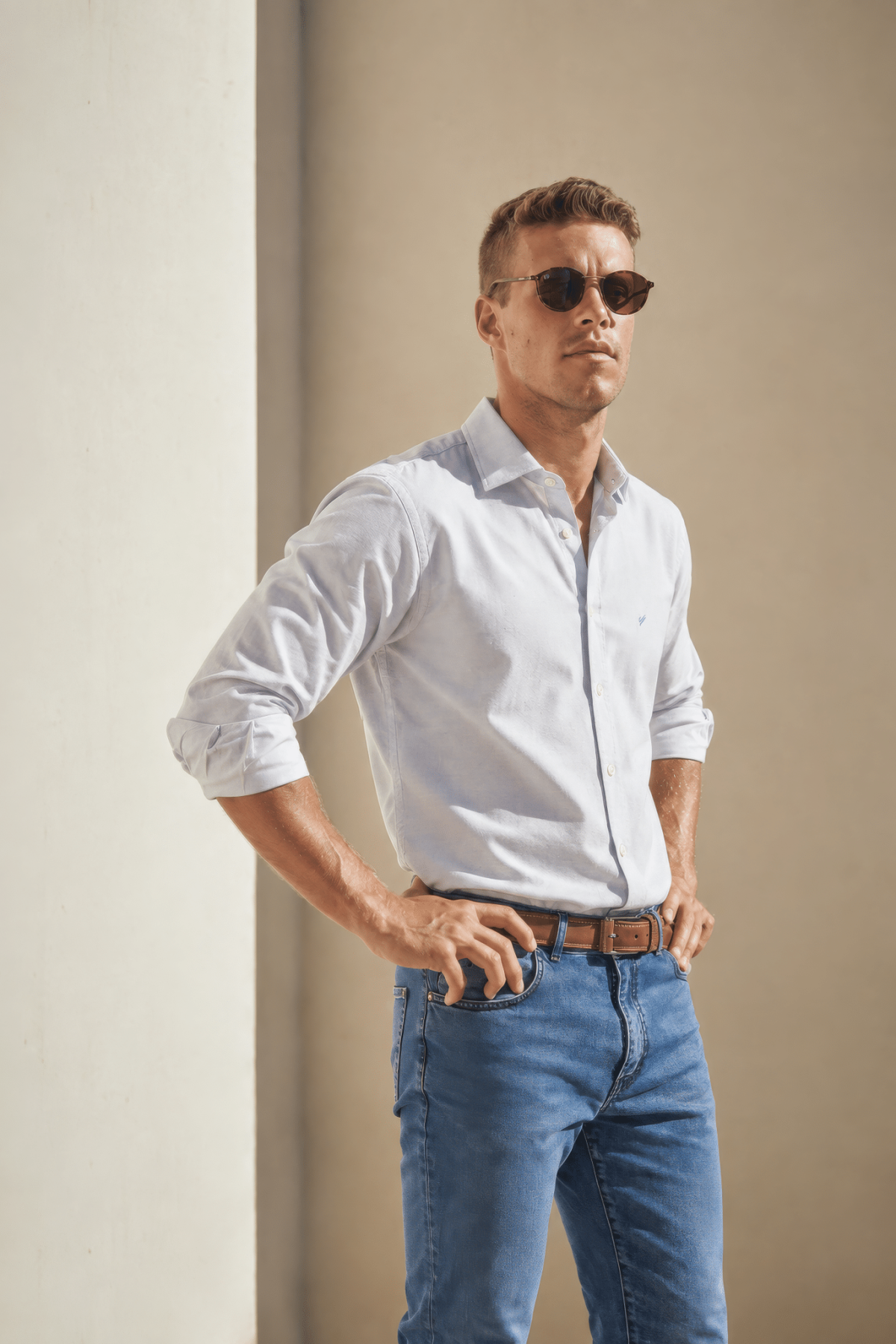 Camisa lisa gris oxford 100% algodón