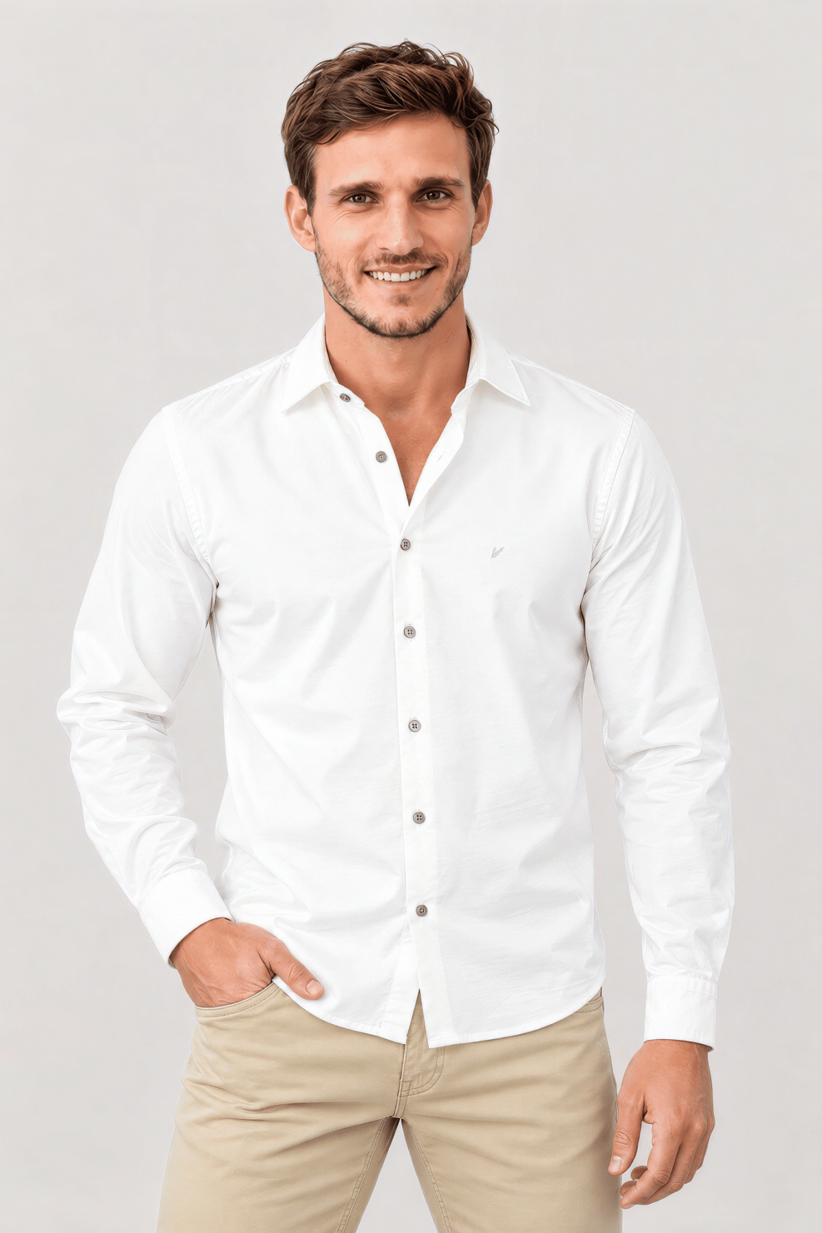 Camisa lisa color crudo 100% algodón