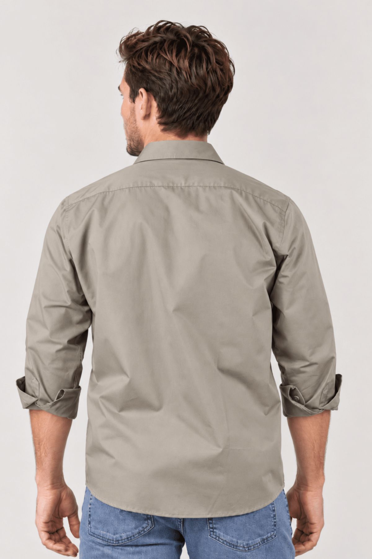 Camisa lisa color vison 100% algodón