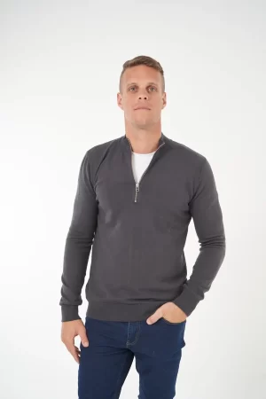 Sweater medio cierre gris medio
