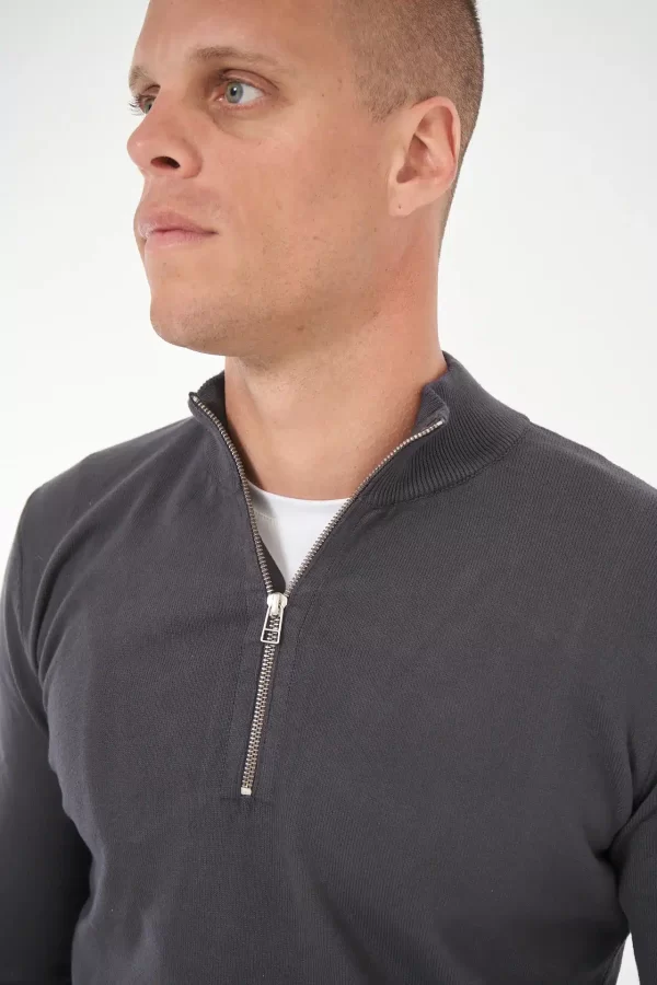Sweater medio cierre gris medio
