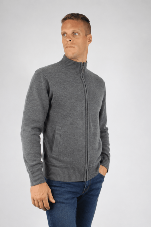 Campera tejida gris oscuro con cierre