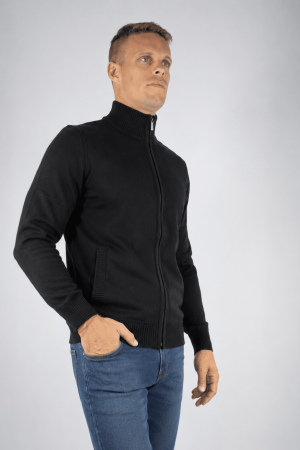 Campera tejida negra con cierre