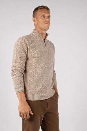 Sweater medio cierre beige
