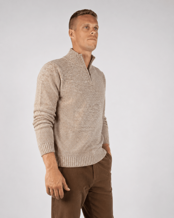 Sweater medio cierre beige