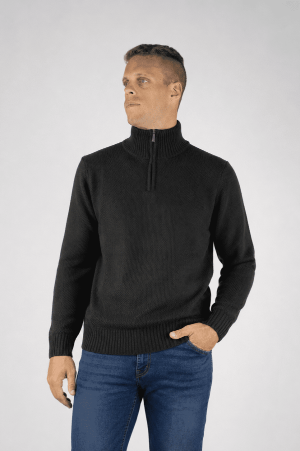Sweater medio cierre negro bled