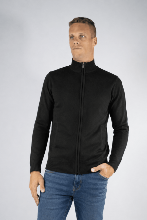 Campera tejida negra con cierre