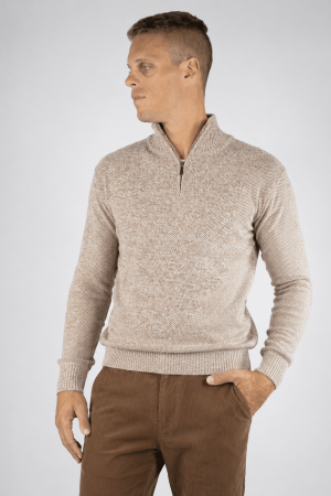 Sweater medio cierre beige