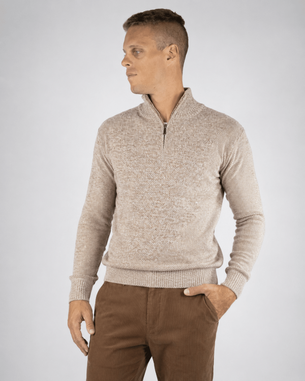 Sweater medio cierre beige