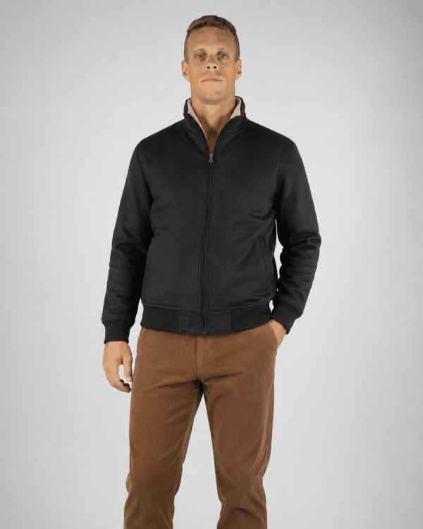 Campera de gamuza eco negra