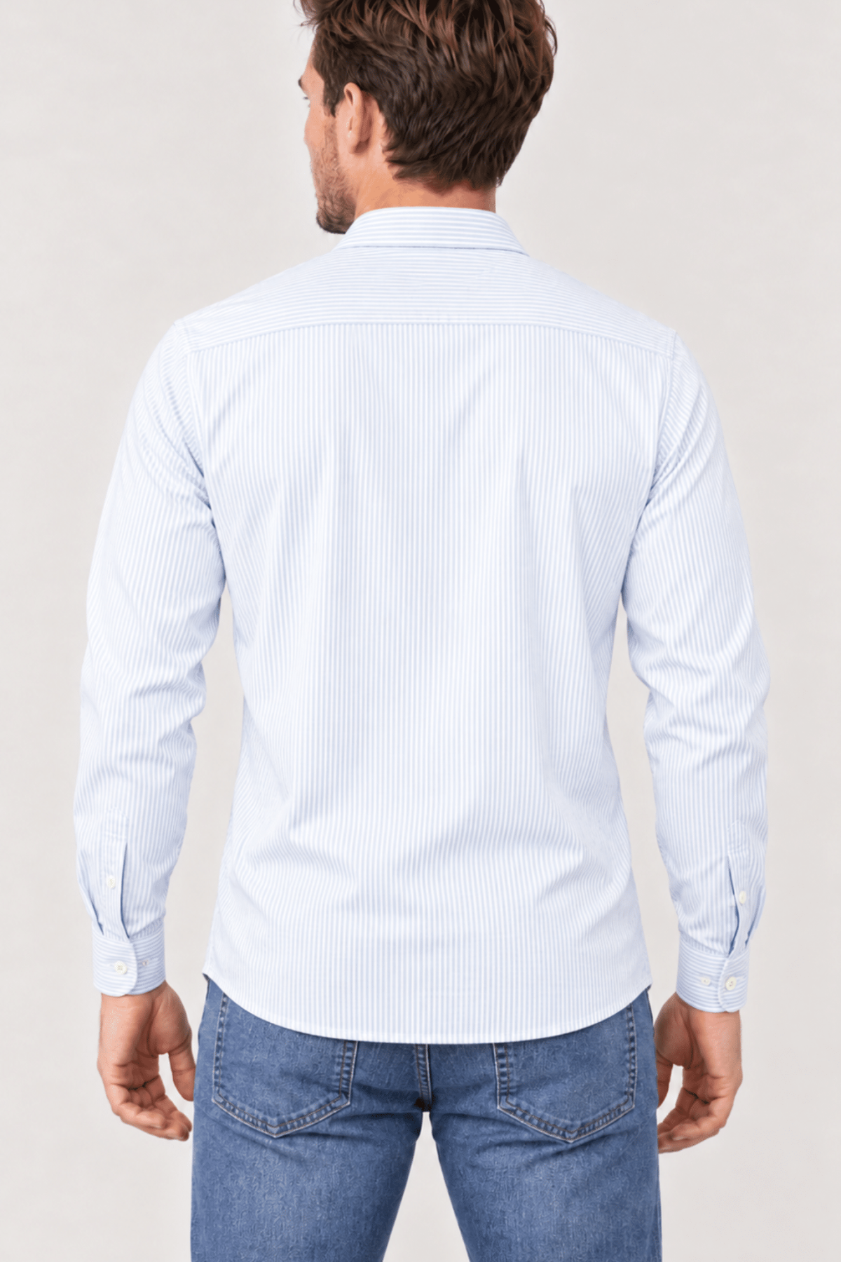 Camisa rayas color celeste 100% algodón